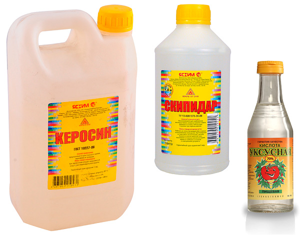 Des exemples de remèdes populaires contre les punaises de lit sont le kérosène, la térébenthine, l'acide acétique.