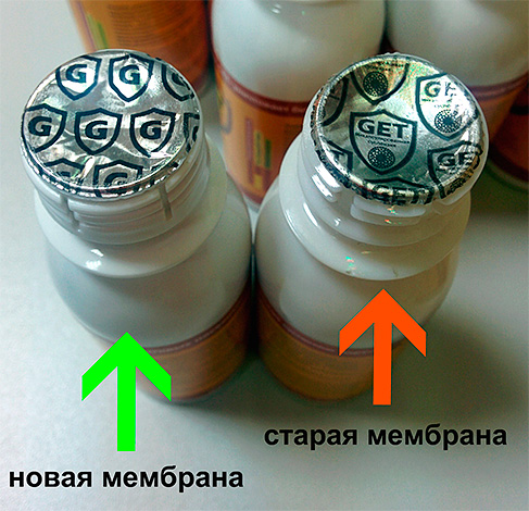 Le produit d'origine a une membrane en aluminium avec le logo Get