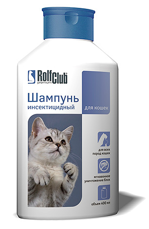 Un exemple de shampoing antipuces pour chat : Rolf Club