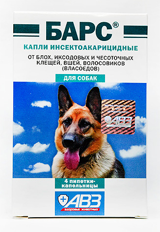 Gouttes insectoacaricides pour chiens Barres