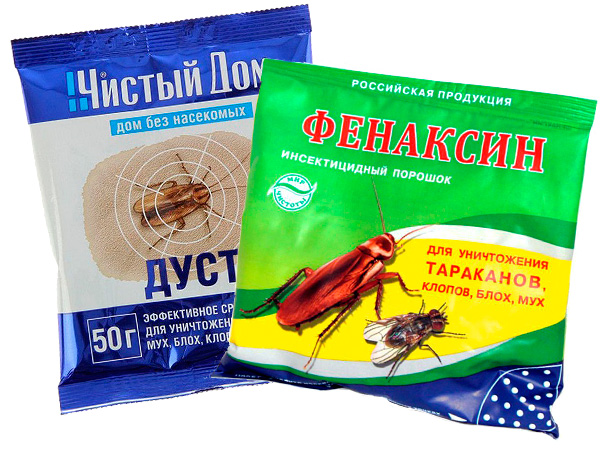 Insecticides en poudre - Clean House et Phenaksin.