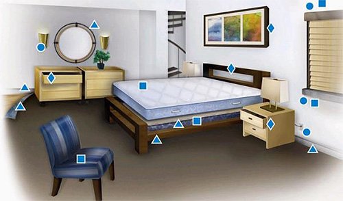 La photo montre les habitats préférés des punaises de lit dans l'appartement