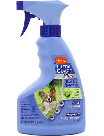 Le spray Hartz peut être utilisé non seulement contre les puces et les tiques, mais aussi contre les poux et le garrot des chiens