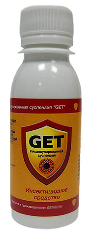 Les concentrés d'élevage comme Get sont très efficaces non seulement pour le traitement à l'intérieur de la maison, mais aussi pour la désinsectisation des sous-sols, des conduits de boue.