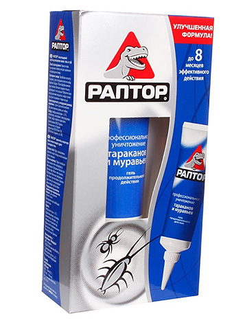 Le gel de cafards et de fourmis Raptor aide bien avec un nombre relativement faible d'insectes dans l'appartement.