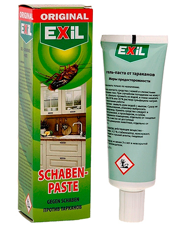Gel-pâte de cafards Exil (positionné comme un analogue du gel allemand Globol).