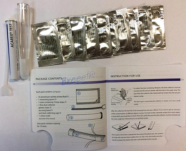 Système de test Acarex pour la détection des acariens dans la pièce.