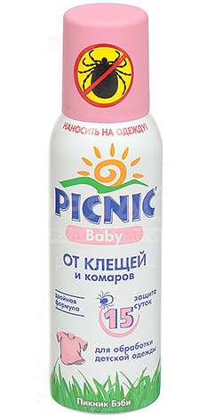 Aérosol pour la protection des enfants contre les tiques et les moustiques Picnic Baby (avec répulsif IR 3535)